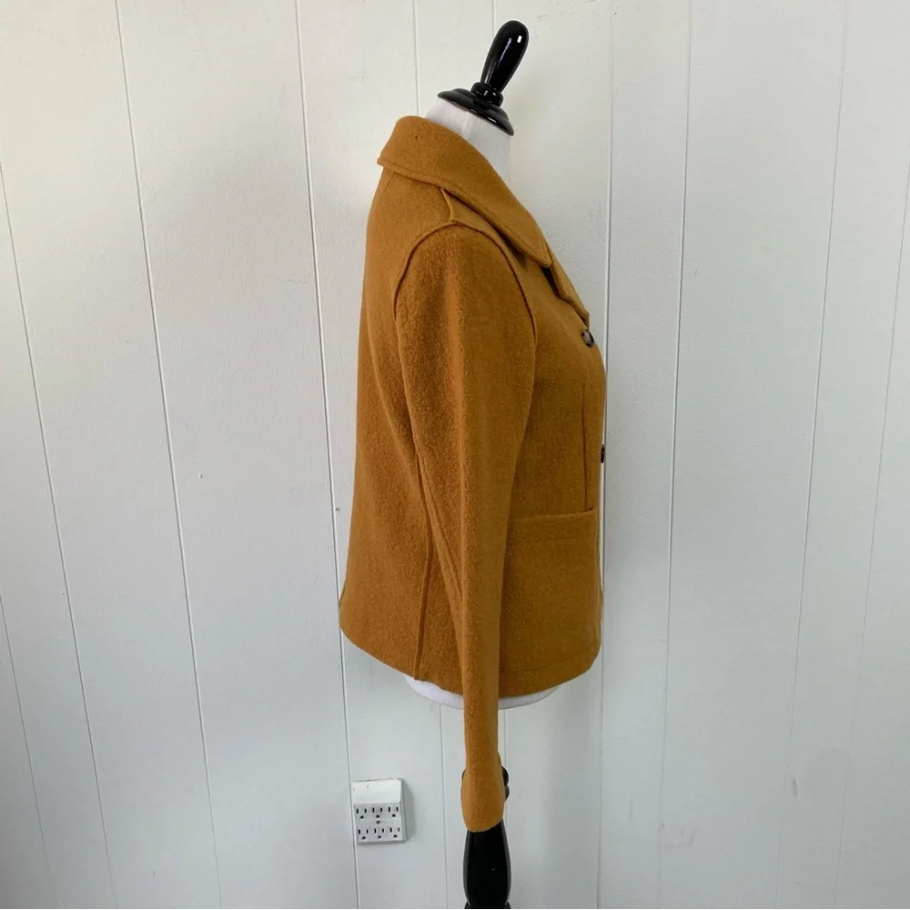 J Crew Womens Italian‎ Boiled Wool Double Breasted Peacoat Jacket Yellow Size 4 - Picture 3 of 13